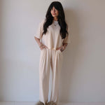 Sadie Stripe | Women's Boxy Tee Lounge Set | Milk & Baby