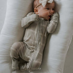 Linen Grid | Bamboo Zip Pajamas | Snuggle into our Bamboo Zip Pajamas made from soft bamboo. Perfect for play and sleep, with options for footed or footless styles! | Milk & Baby