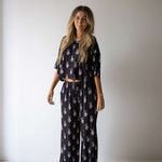 Midnight Skelly | Women's Bamboo Crop Tee Lounge Set | Discover the Women's Bamboo Lounge Set! Enjoy breathable, flattering styles perfect for lounging in comfort and style. | Milk & Baby