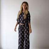 Midnight Skelly | Women's Bamboo Crop Tee Lounge Set | Discover the Women's Bamboo Lounge Set! Enjoy breathable, flattering styles perfect for lounging in comfort and style. | Milk & Baby