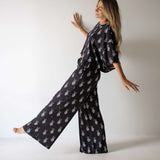 Midnight Skelly | Women's Bamboo Crop Tee Lounge Set | Discover the Women's Bamboo Lounge Set! Enjoy breathable, flattering styles perfect for lounging in comfort and style. | Milk & Baby