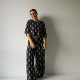 Midnight Skelly | Women's Bamboo Crop Tee Lounge Set | Discover the Women's Bamboo Lounge Set! Enjoy breathable, flattering styles perfect for lounging in comfort and style. | Milk & Baby