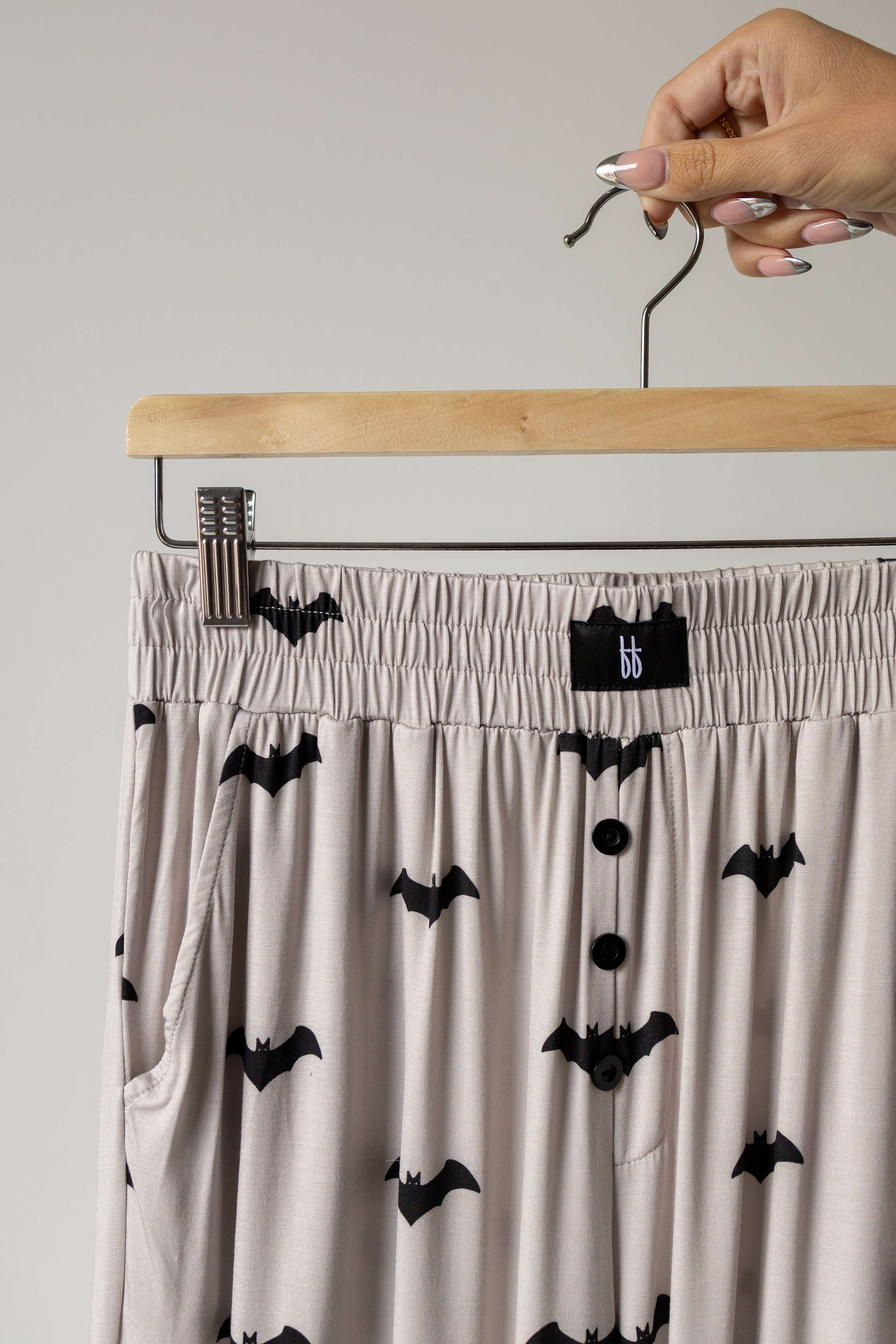 It's Bats! | Short Sleeve Women's Bamboo Lounge Set | Discover our Women's Bamboo Lounge Set featuring cozy oversized tees and stylish boxers. Perfect for relaxing in style! | Milk & Baby