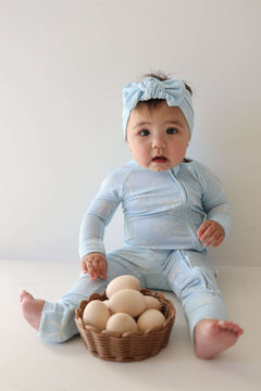 Blue Bows Bamboo Zip Pajamas