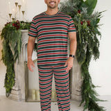 Holiday Stripe | Men's Short Sleeve Pajamas