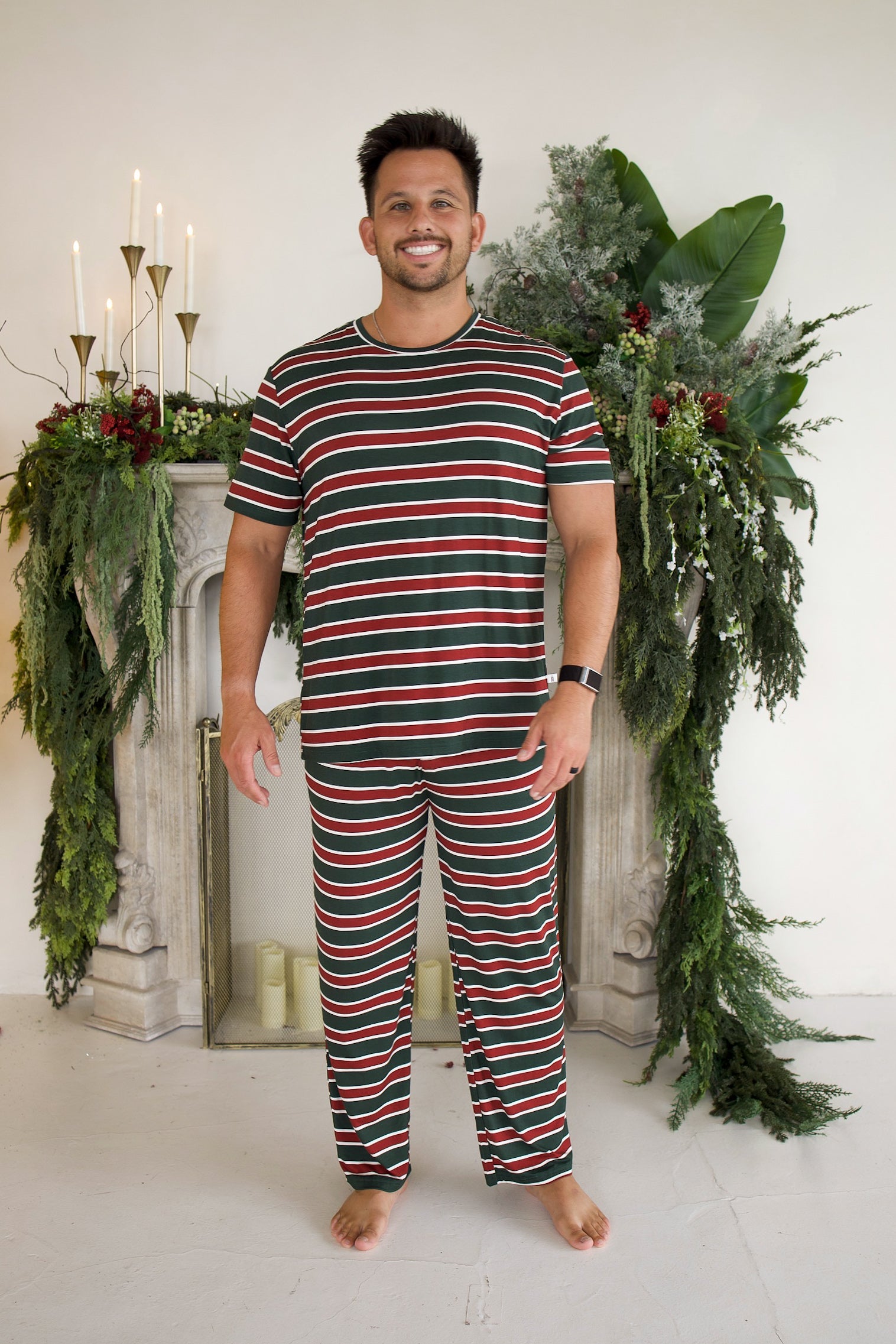 Holiday Stripe | Men's Short Sleeve Pajamas