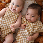 Latte Check | Knit Romper | Milk & Baby