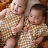 Latte Check | Knit Romper | Milk & Baby