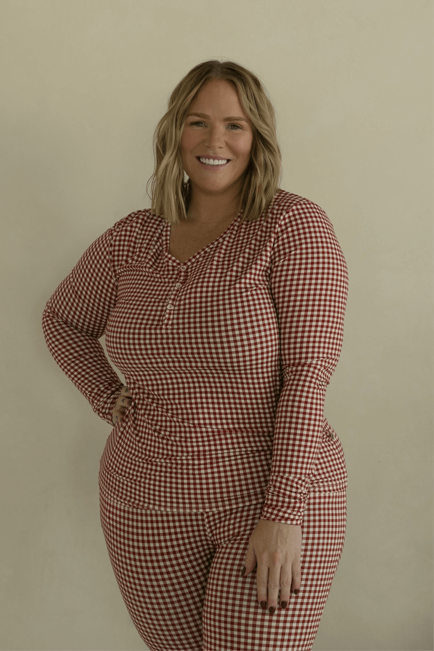 Women's Bamboo Pajamas | Red Gingham | Milk & Baby