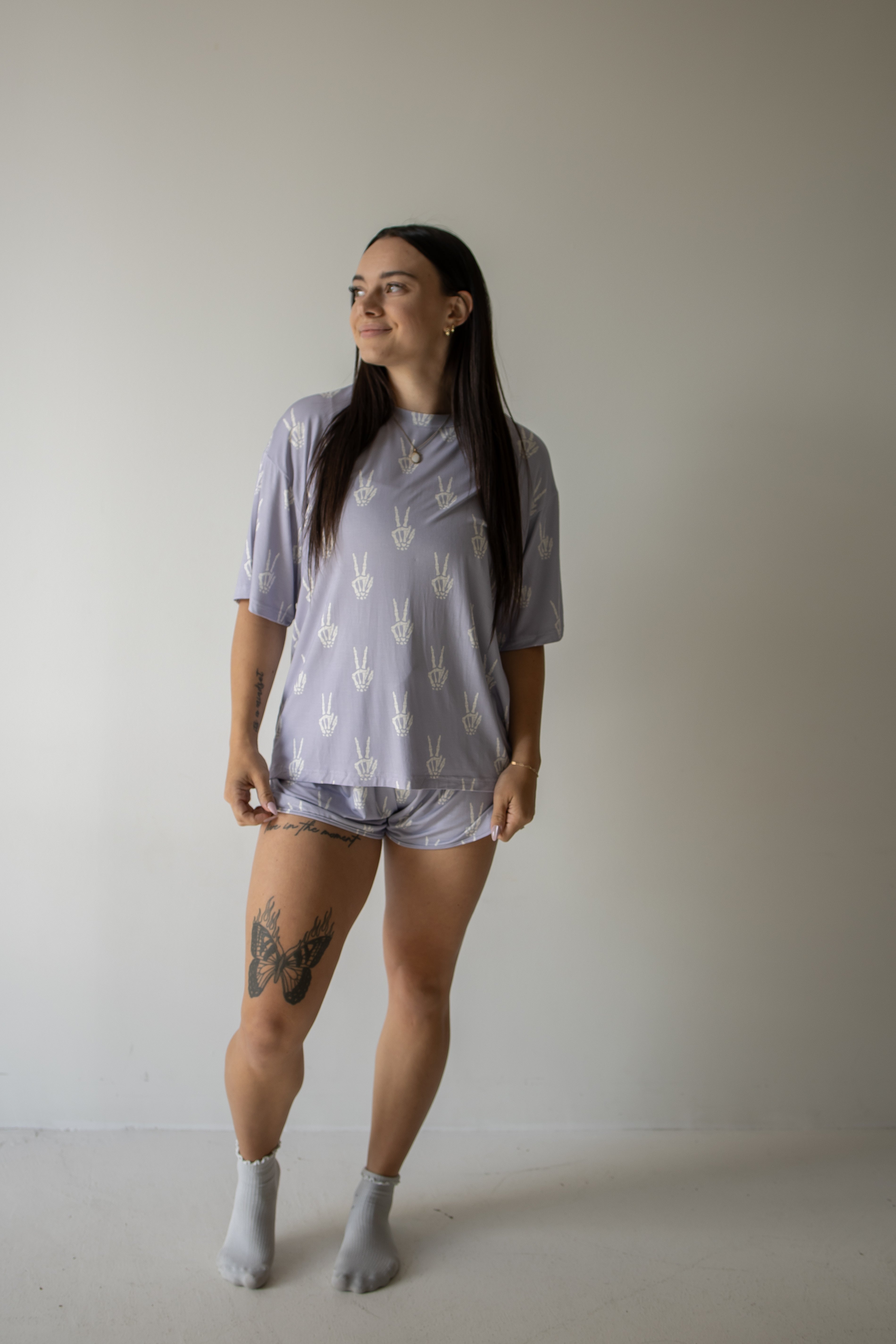 Enchanted Skelly | Women's Bamboo Short Set | Stay cool and stylish in our Women's Bamboo Short Set, featuring a soft t-shirt and drawstring shorts perfect for warm weather! | Milk & Baby