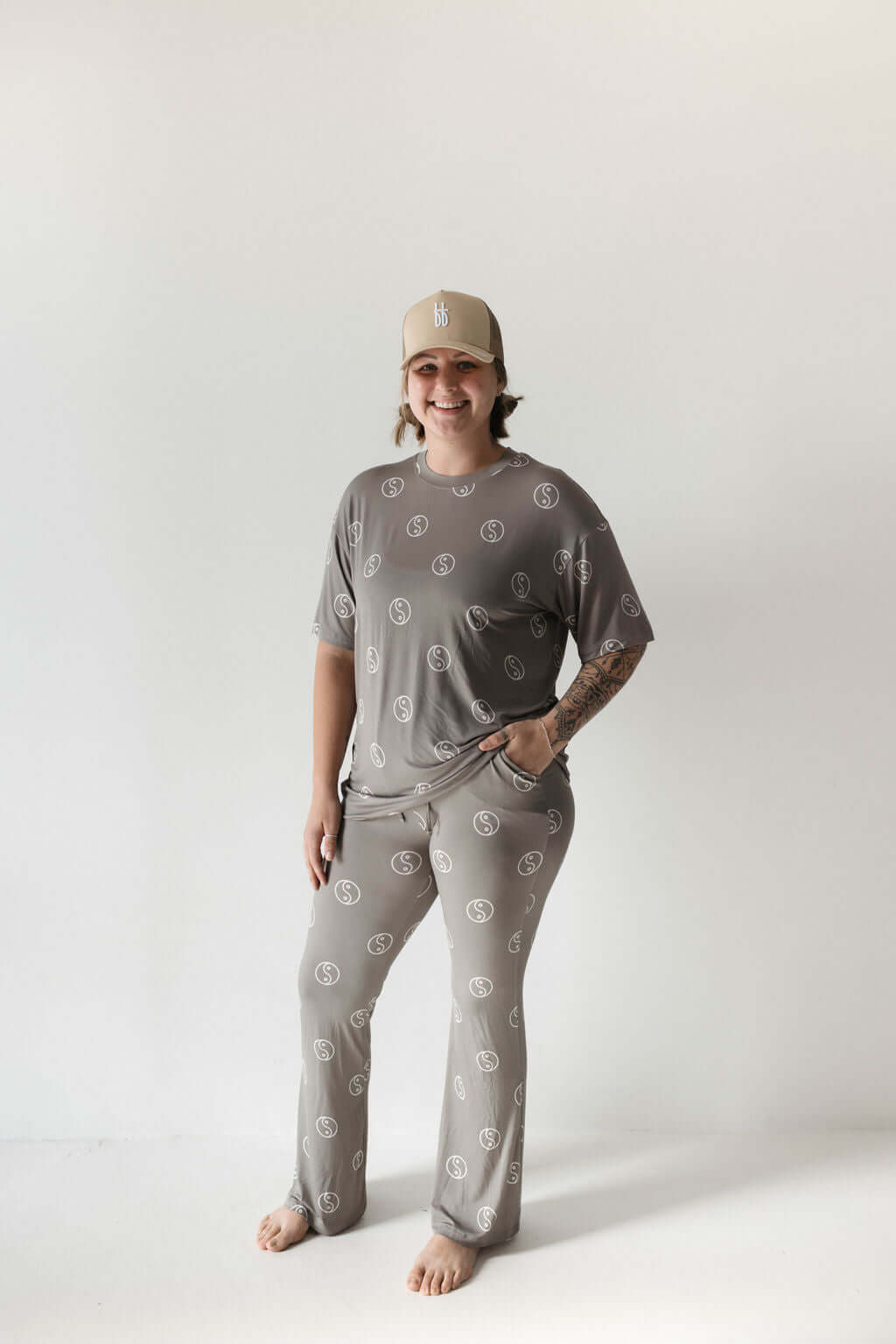 Sage Yin Yang | Short Sleeve Women's Bamboo Pajamas | Milk & Baby