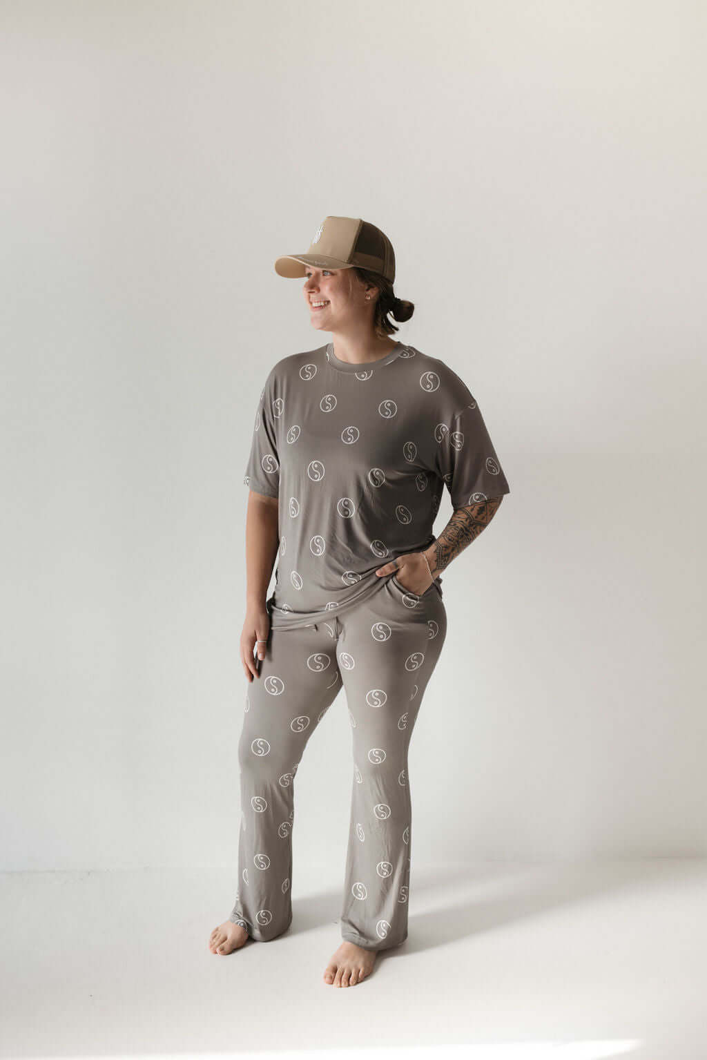Sage Yin Yang | Short Sleeve Women's Bamboo Pajamas | Milk & Baby