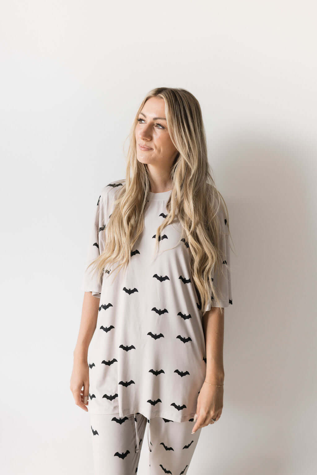 It's Bats! | Short Sleeve Women's Bamboo Lounge Set | Discover our Women's Bamboo Lounge Set featuring cozy oversized tees and stylish boxers. Perfect for relaxing in style! | Milk & Baby