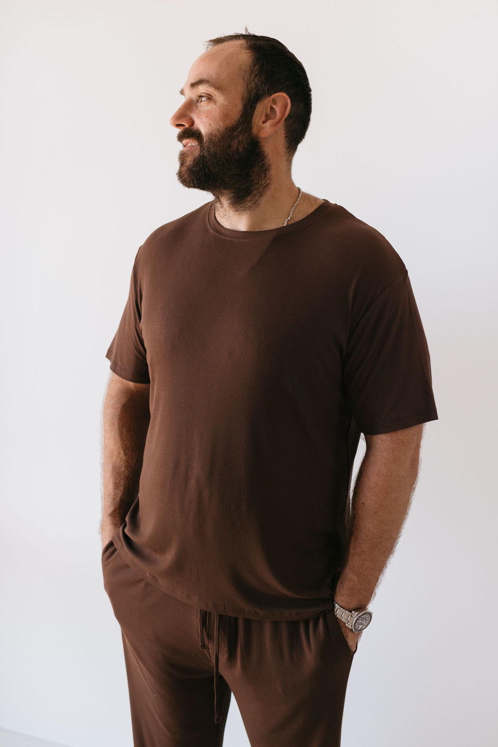 Coffee Bean | Men's Bamboo Short Sleeve Pajamas | Milk & Baby