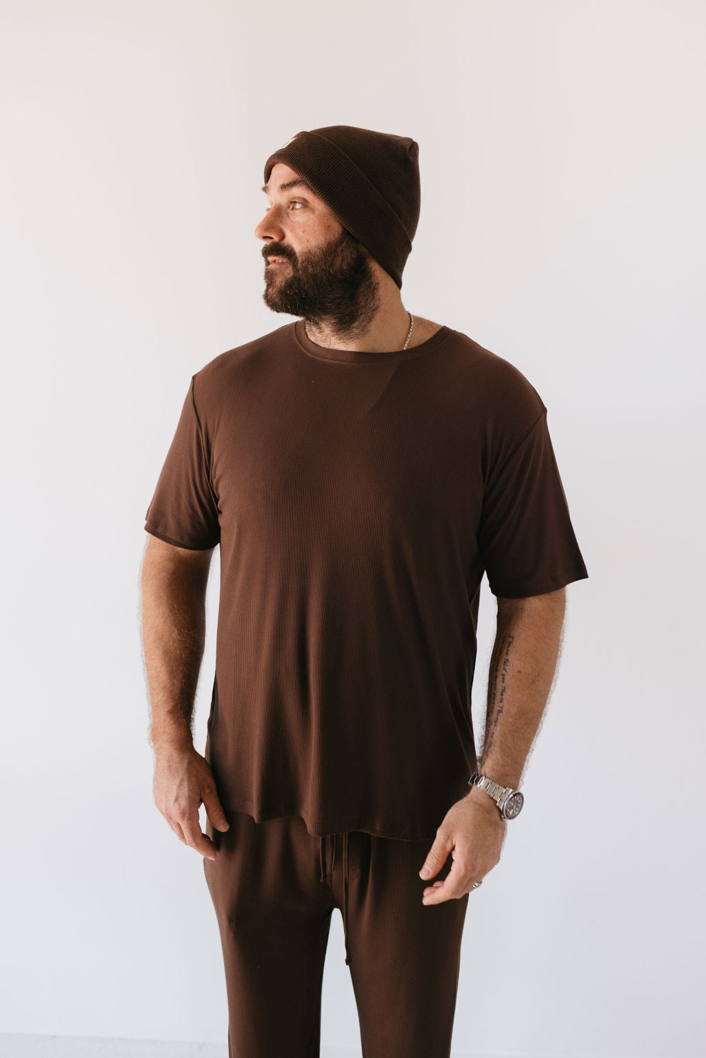 Coffee Bean | Men's Bamboo Short Sleeve Pajamas | Milk & Baby