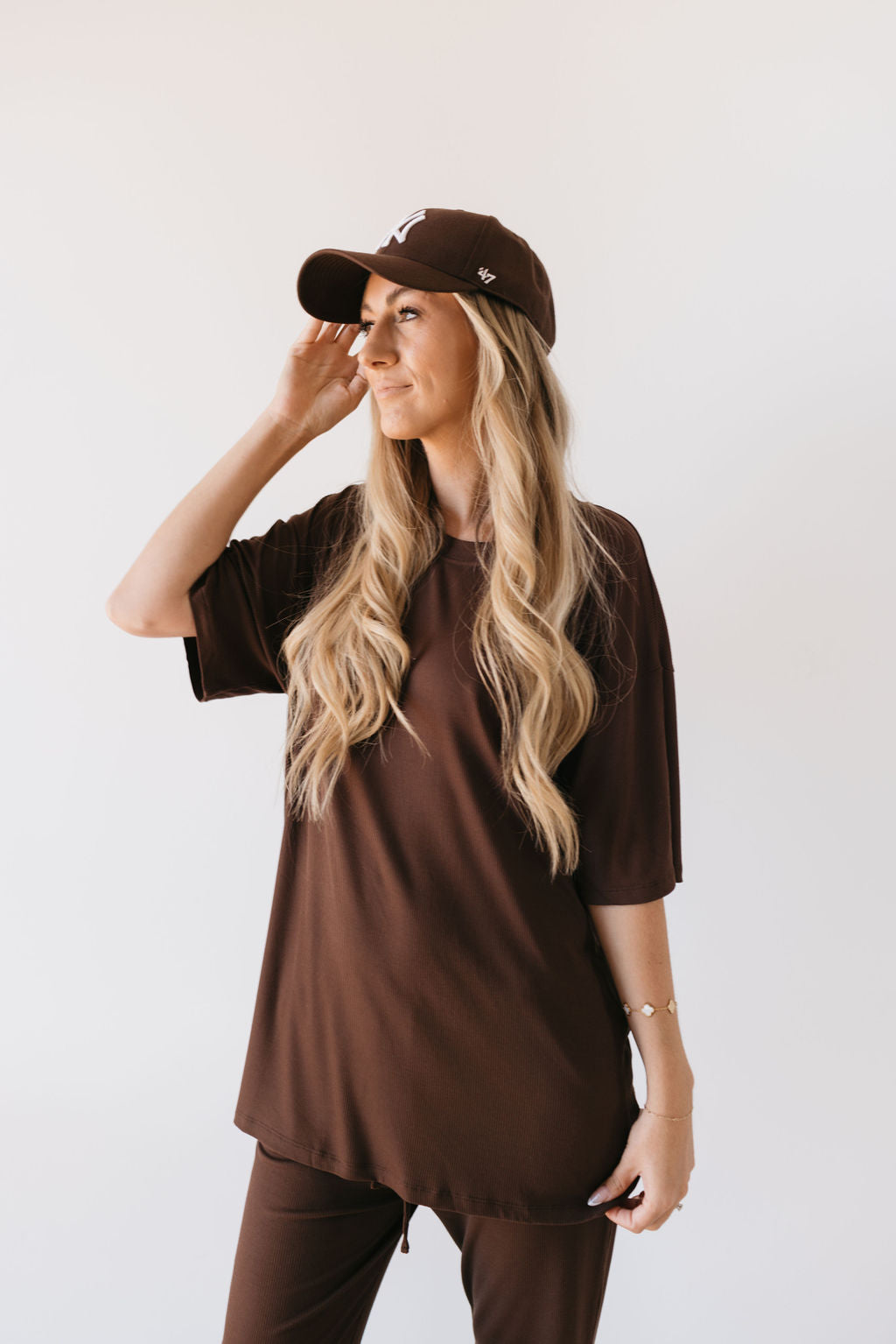 Coffee Bean | Short Sleeve Bamboo Women's Lounge Set | Milk & Baby