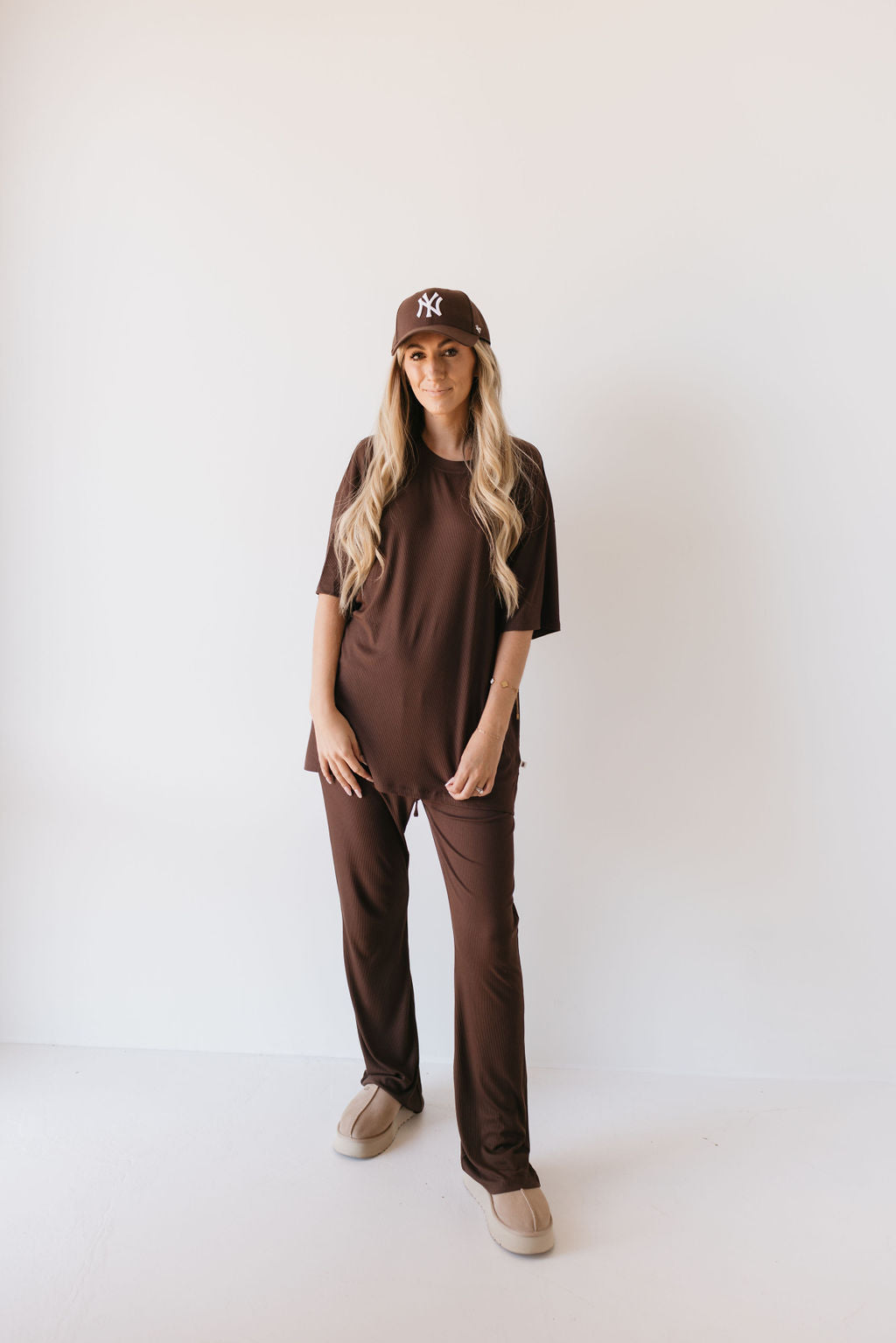 Coffee Bean | Short Sleeve Bamboo Women's Lounge Set | Milk & Baby
