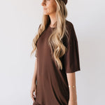 Coffee Bean | Short Sleeve Bamboo Women's Lounge Set | Milk & Baby