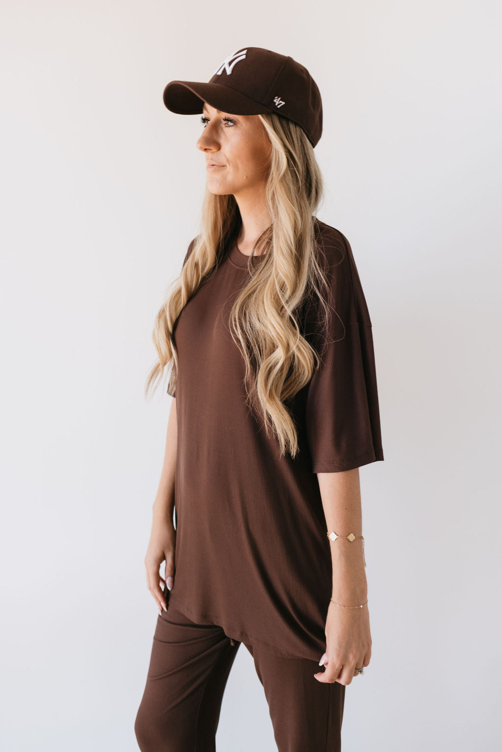Coffee Bean | Short Sleeve Bamboo Women's Lounge Set | Milk & Baby