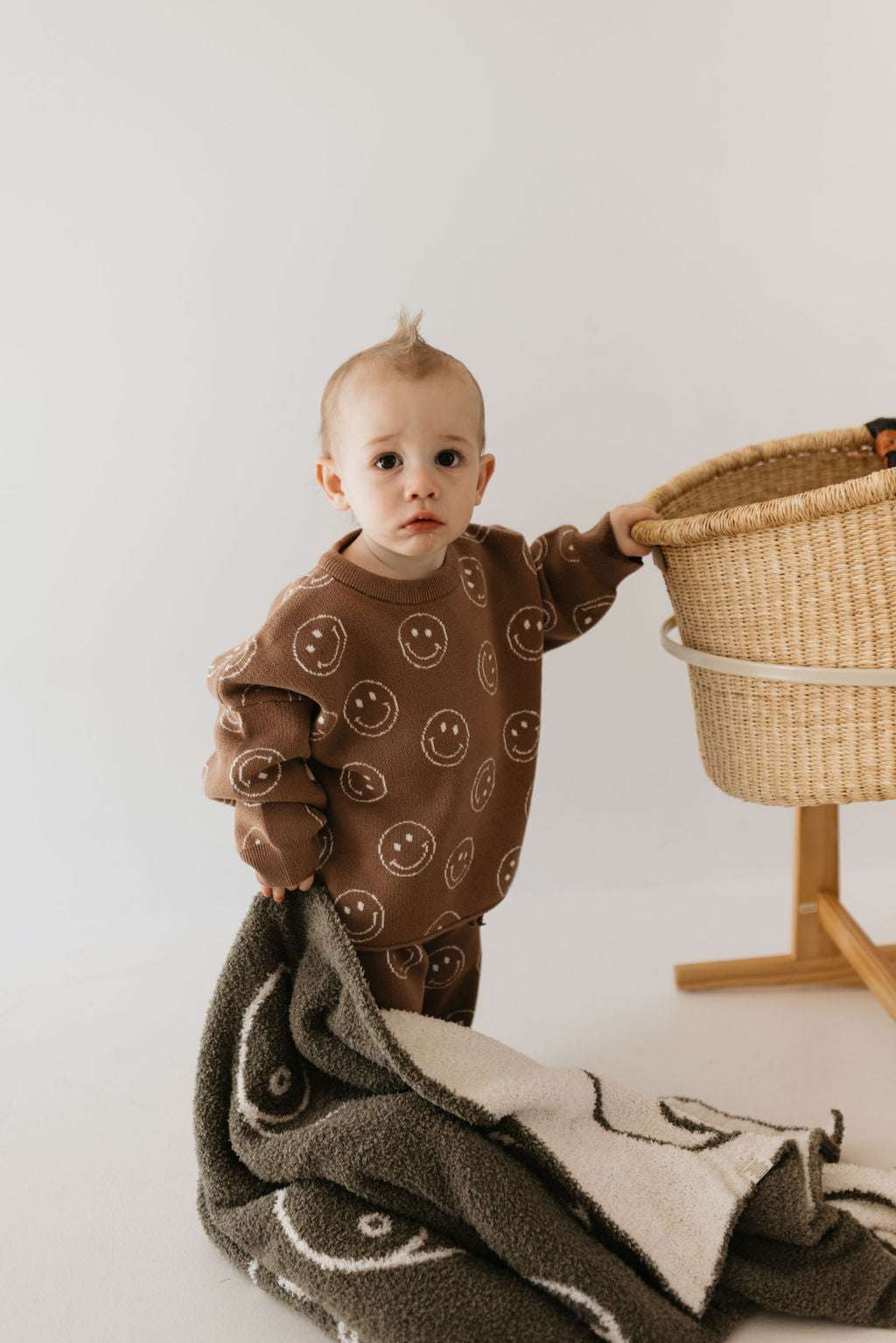 Just Smile Tan | Knit Baby Pant Set | Milk & Baby