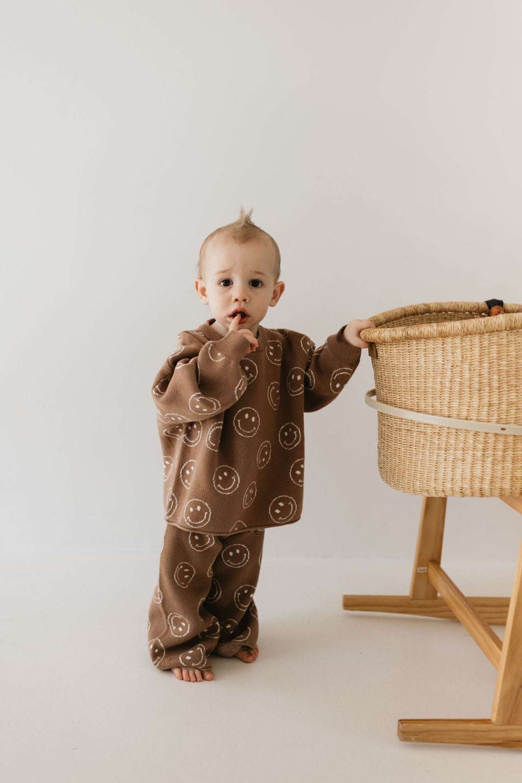 Just Smile Tan | Knit Baby Pant Set | Milk & Baby