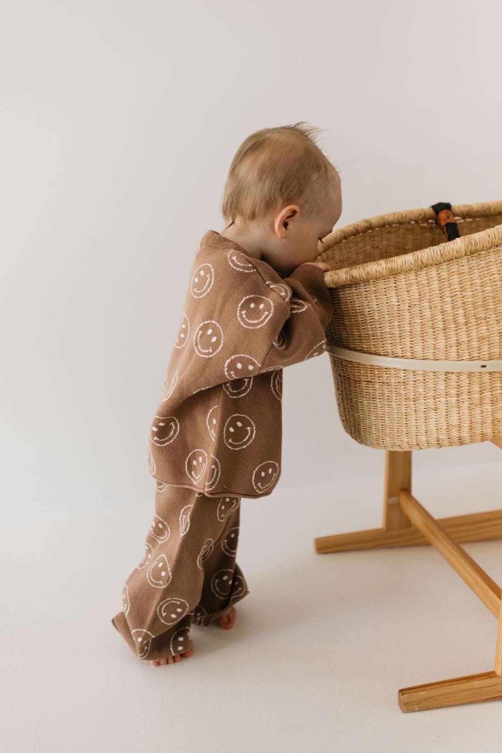 Just Smile Tan | Knit Baby Pant Set | Milk & Baby