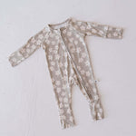 French Gray Floral | Bamboo Zip Pajamas | Milk & Baby