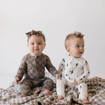 Bamboo Zip Pajamas | White & Black Lightning Bolt | Milk & Baby