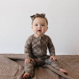 Faded Brown Checkerboard | Bamboo Zip Pajamas