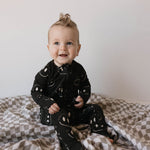 Charcoal & White ff Smile | Bamboo Zip Pajamas | Milk & Baby