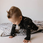 Charcoal & White ff Smile | Bamboo Zip Pajamas | Milk & Baby