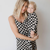 Black Checkerboard | Bamboo Zip Pajamas