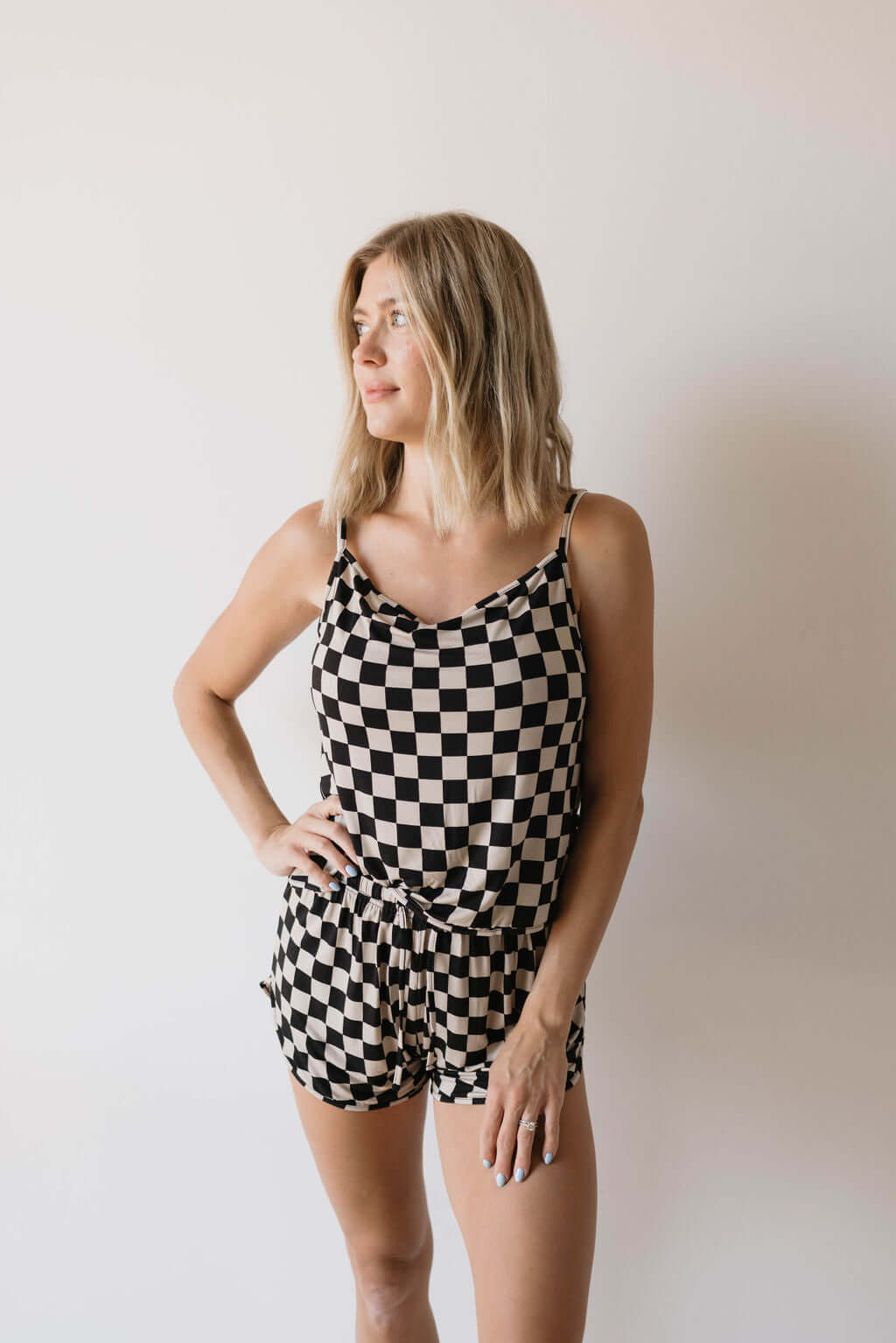 Black Checkerboard | Cami Women's Bamboo Set | Milk & Baby