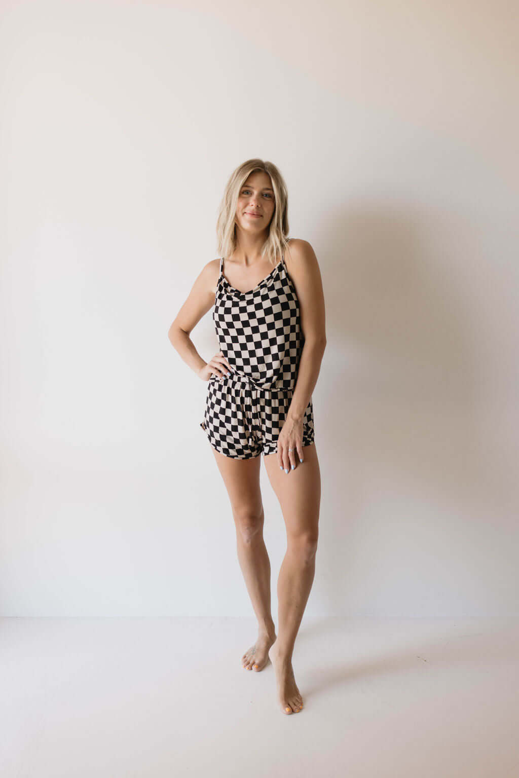 Black Checkerboard | Cami Women's Bamboo Set | Milk & Baby