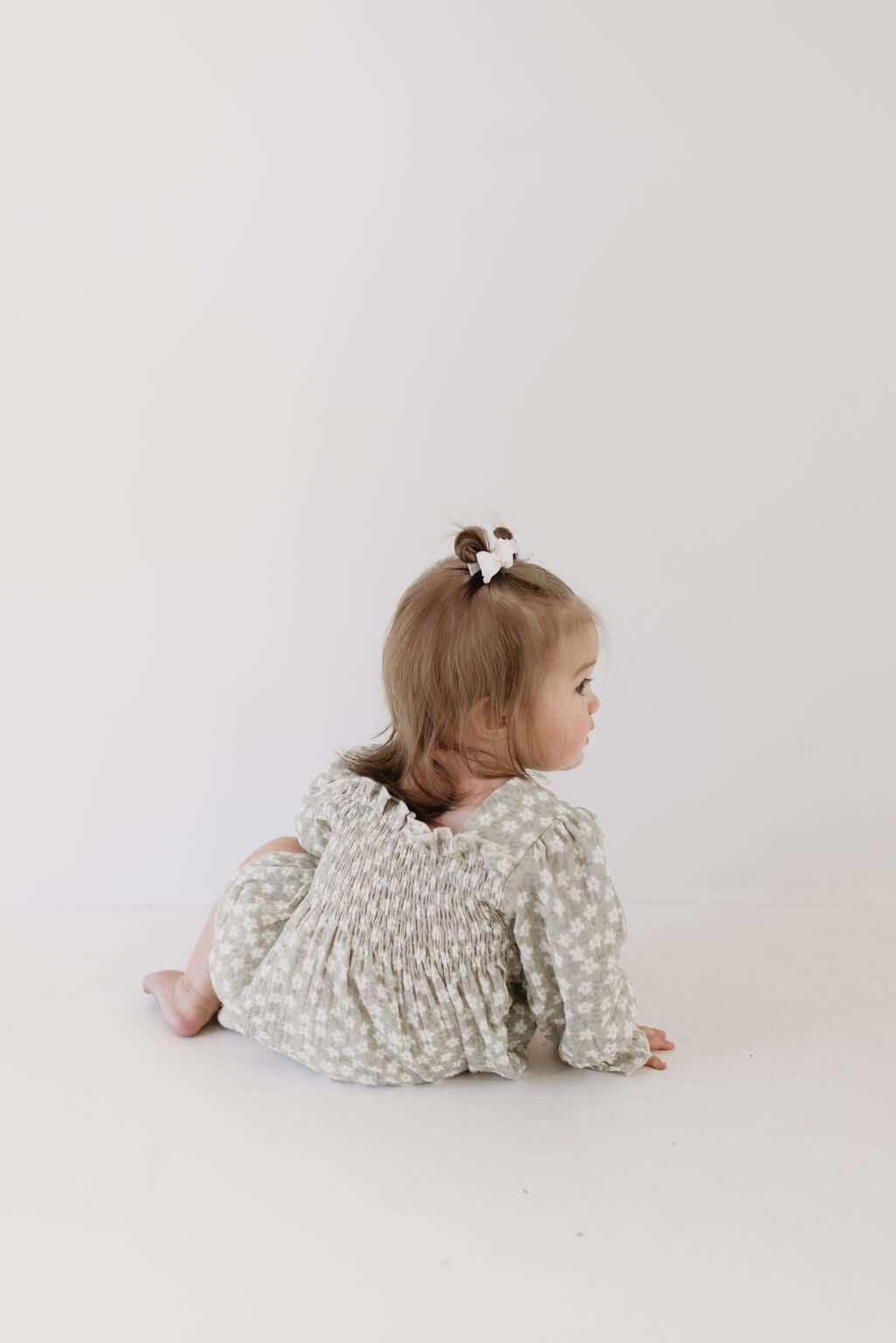 French Gray Floral | Ruffle Romper | Milk & Baby