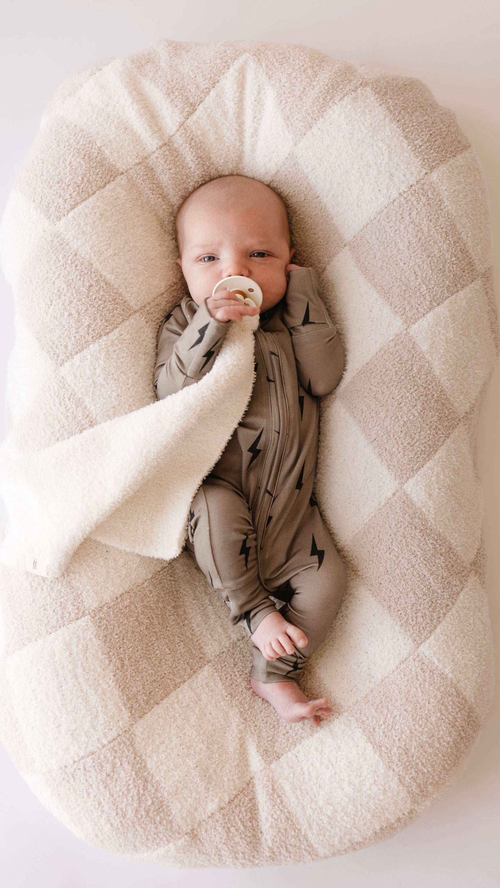 Brown & Black Lightning Bolt | Bamboo Zip Pajamas | Milk & Baby