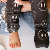 Charcoal & White ff Smile | Bamboo Zip Pajamas | Milk & Baby