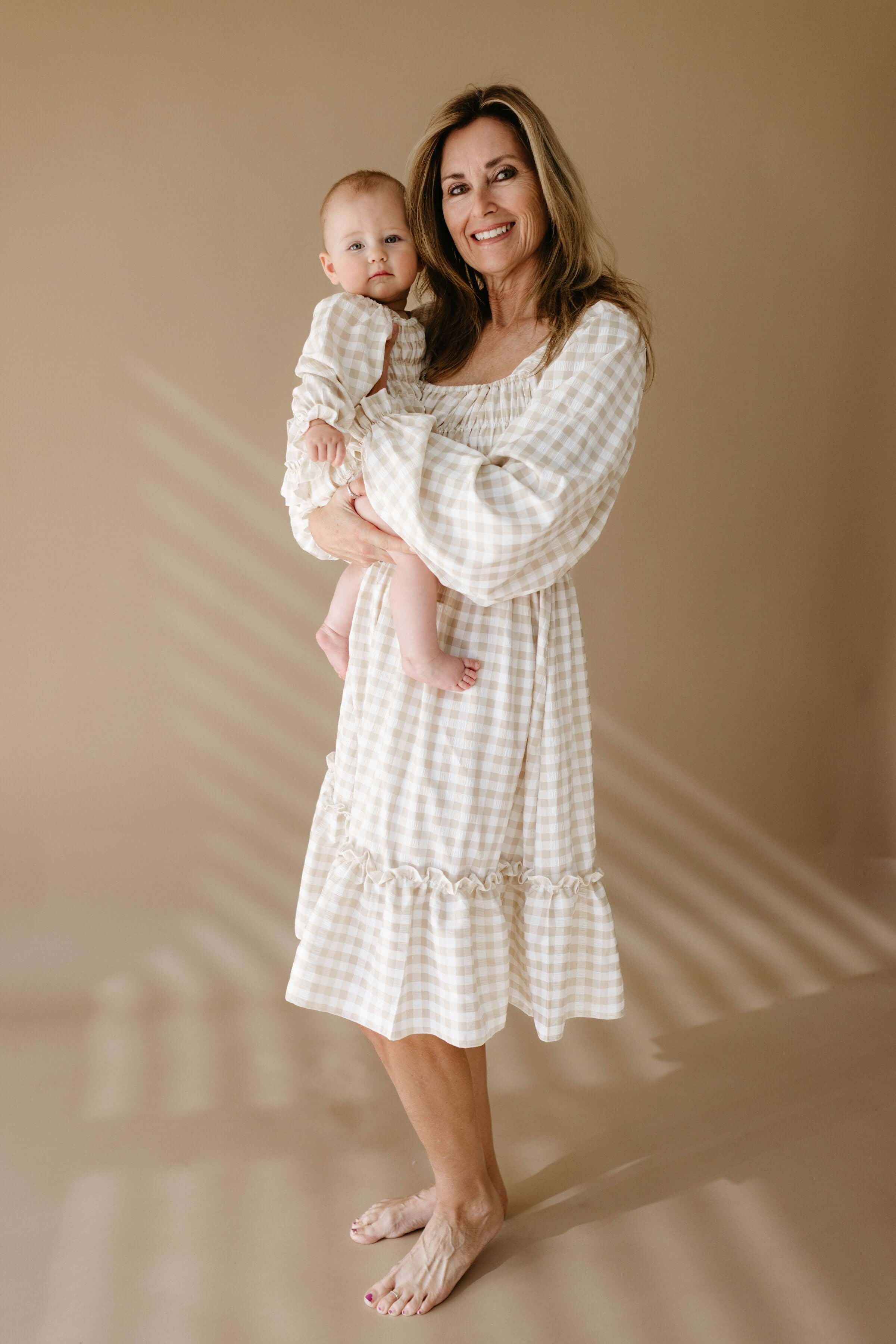 Gingham | Ruffle Romper | Milk & Baby