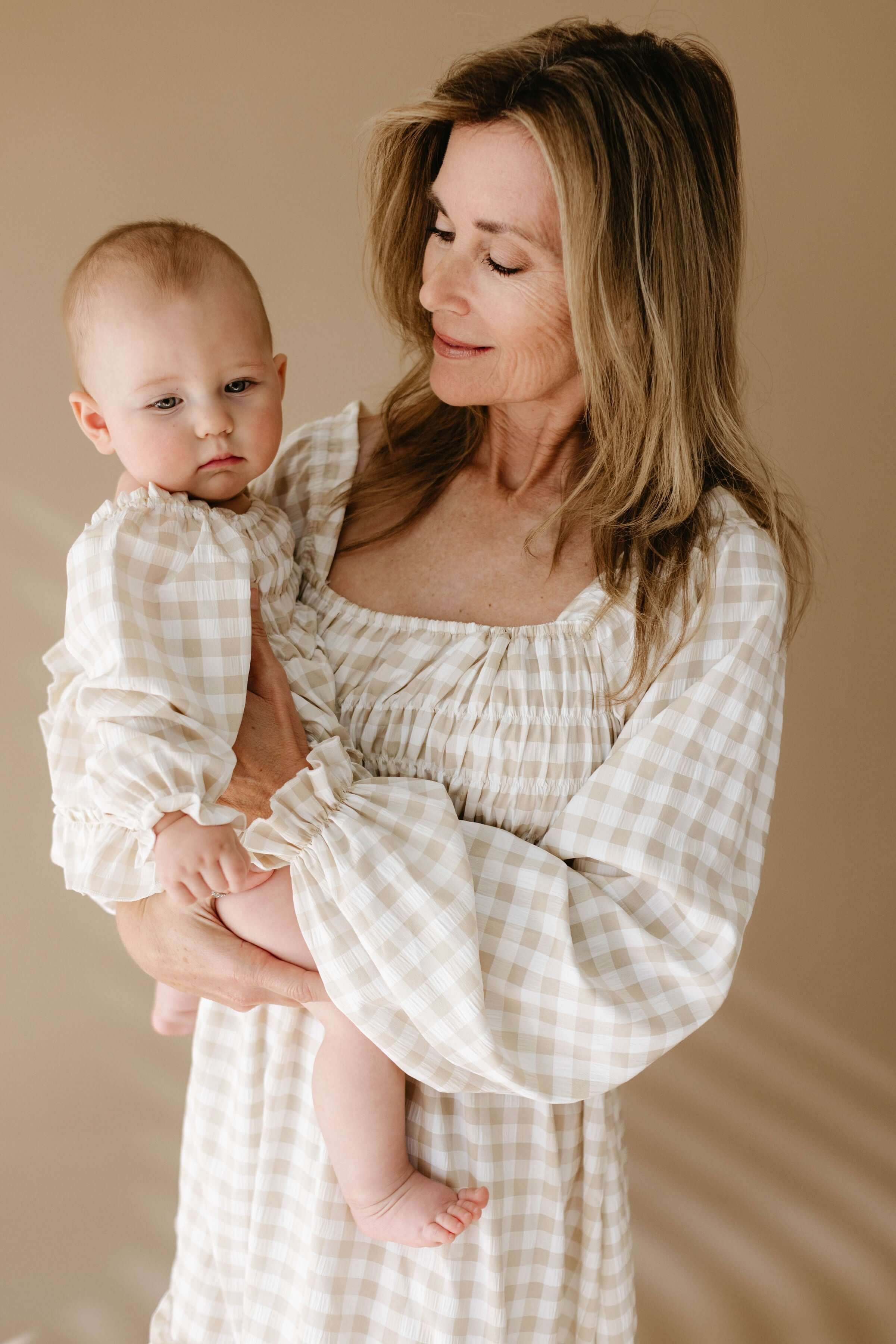 Gingham | Ruffle Romper | Milk & Baby
