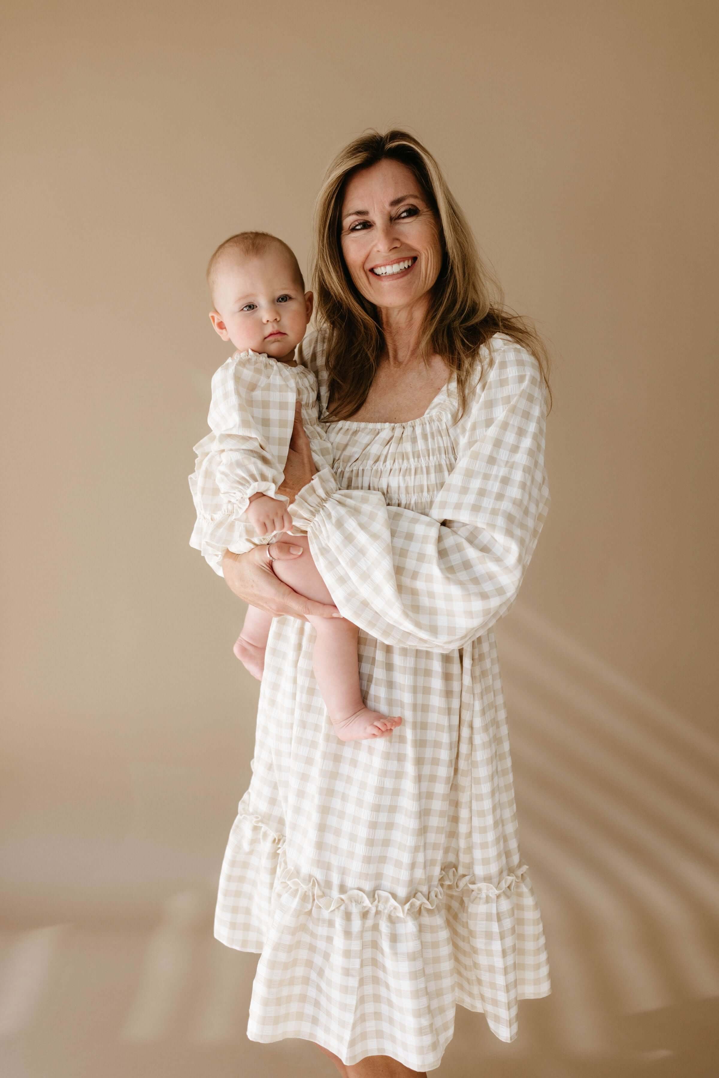 Gingham | Ruffle Romper | Milk & Baby