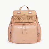 Caraa Baby Bag Medium in Blush Nylon with organized storage pockets and waterproof material.