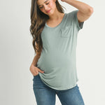 Round Neck Maternity Nursing Pocket T-Shirt | Milk & Baby