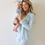 Blue Bows | Women's Bamboo Button Up Lounge Set