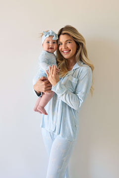 Blue Bows Women's Bamboo Button Up Lounge Set
