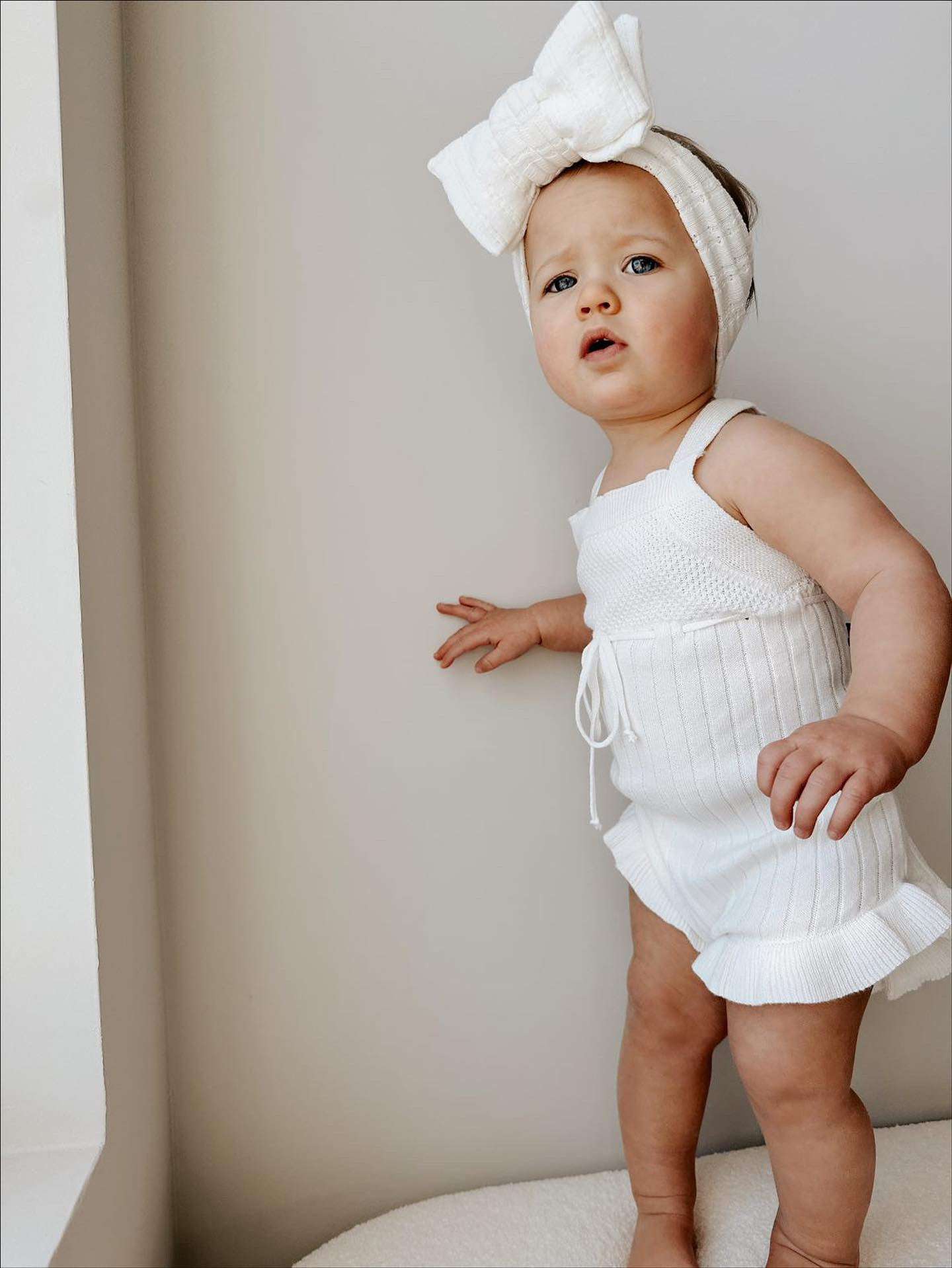 Luna + Luca Sleeveless Ruffle Romper | White Milk & Baby
