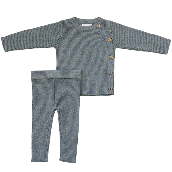 Charcoal Ribbed Knit Layette Set Milk & Baby