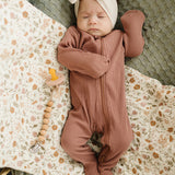 Dusty Rose Organic Cotton Ribbed Zipper | Milk & Baby