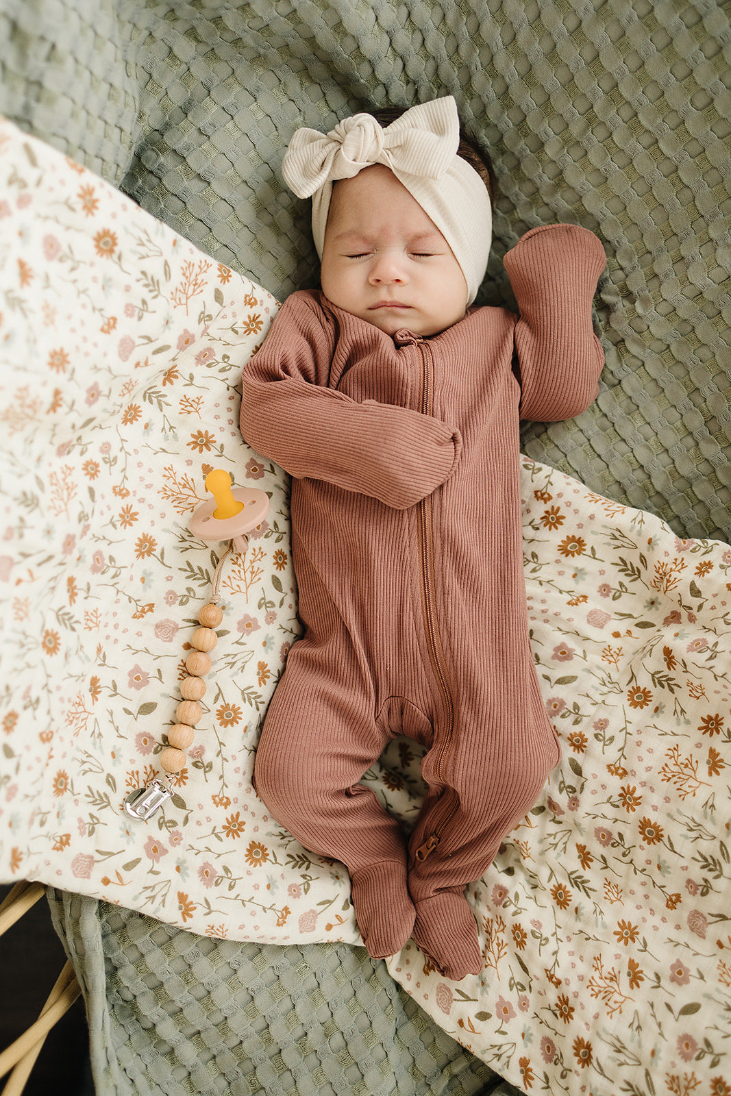 Dusty Rose Organic Cotton Ribbed Zipper | Milk & Baby