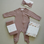 Dusty Rose Bamboo Footed Zipper | Milk & Baby