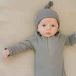 Grey Organic Ribbed Newborn Knot Hat | Milk & Baby